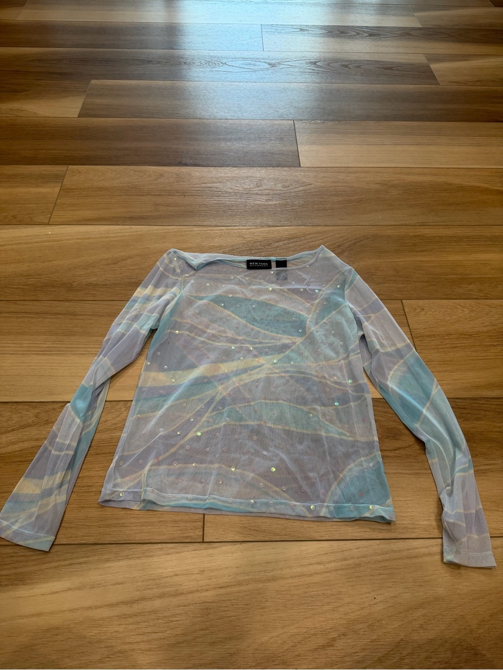 New York & Company mesh sequin sheer top